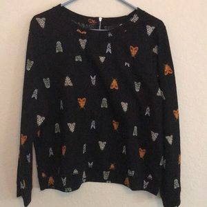 Moth Print Long-Sleeved Blouse